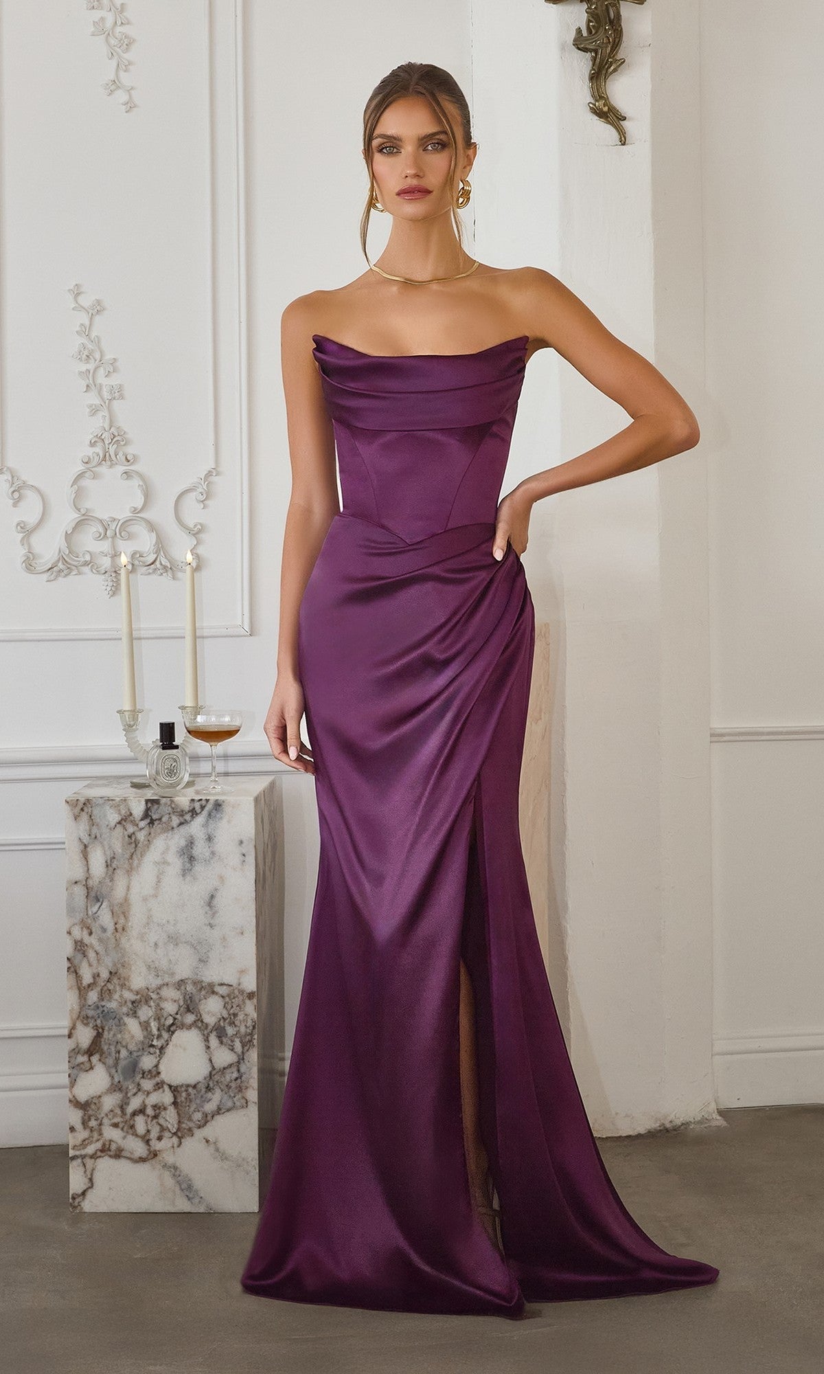 Eggplant Amoris Long Formal Dress T820 - Image