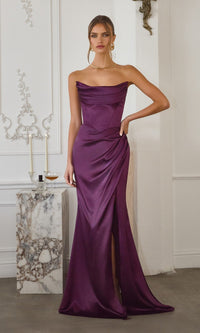 Eggplant Amoris Long Formal Dress T820 - Image