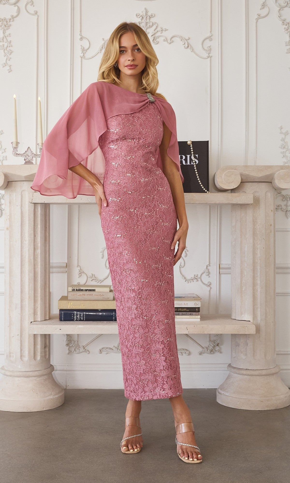 Dusty Rose Amoris Tea-Length Wedding Guest Dress T906