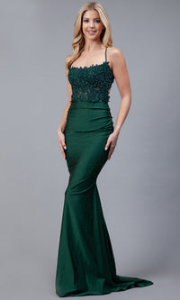 Emerald Green Amelia Couture Long Prom Dress TM1001