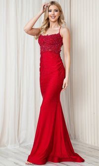 Red Amelia Couture Long Prom Dress TM1001