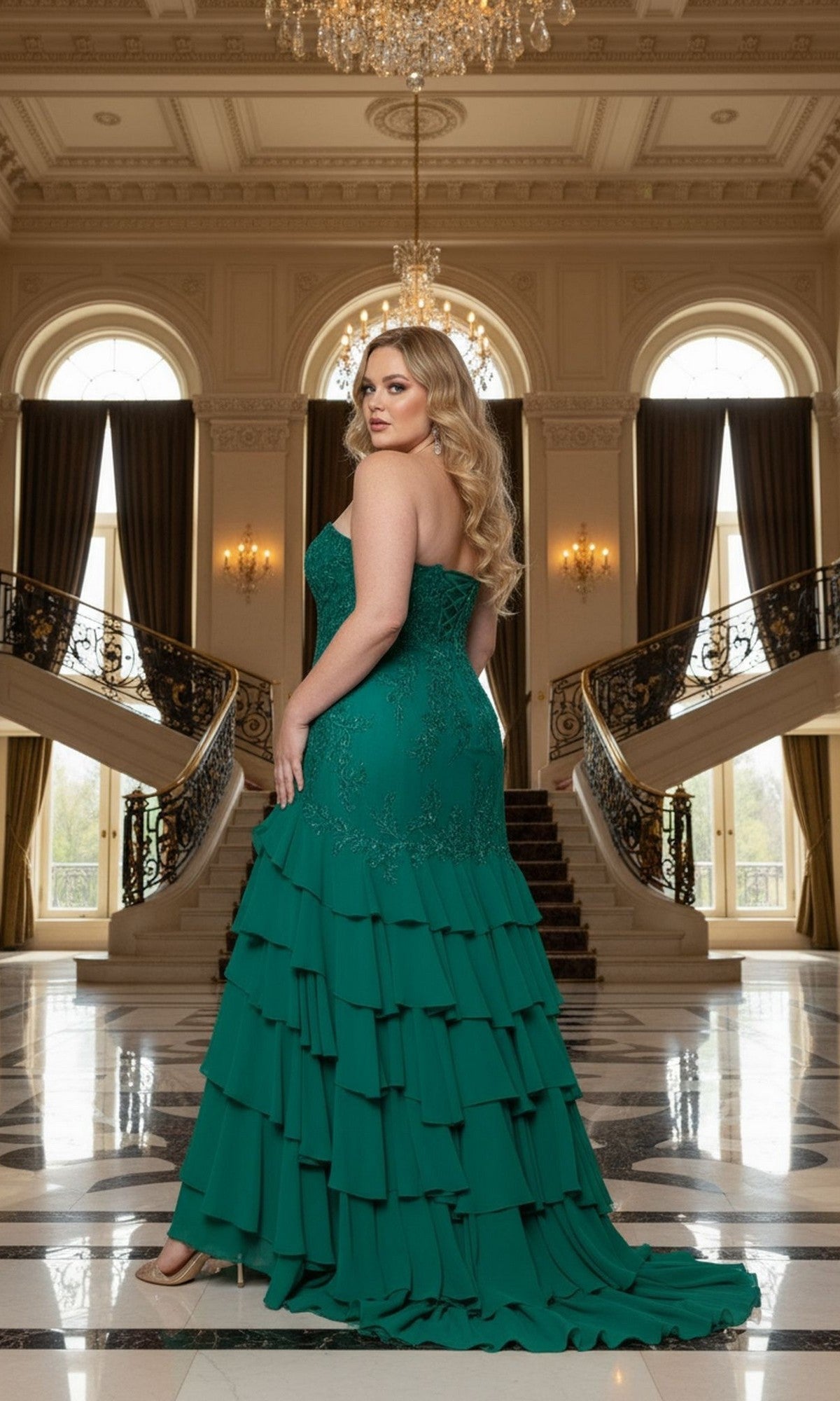 Poly USA Plus-Size Prom Dress w1230 - Image