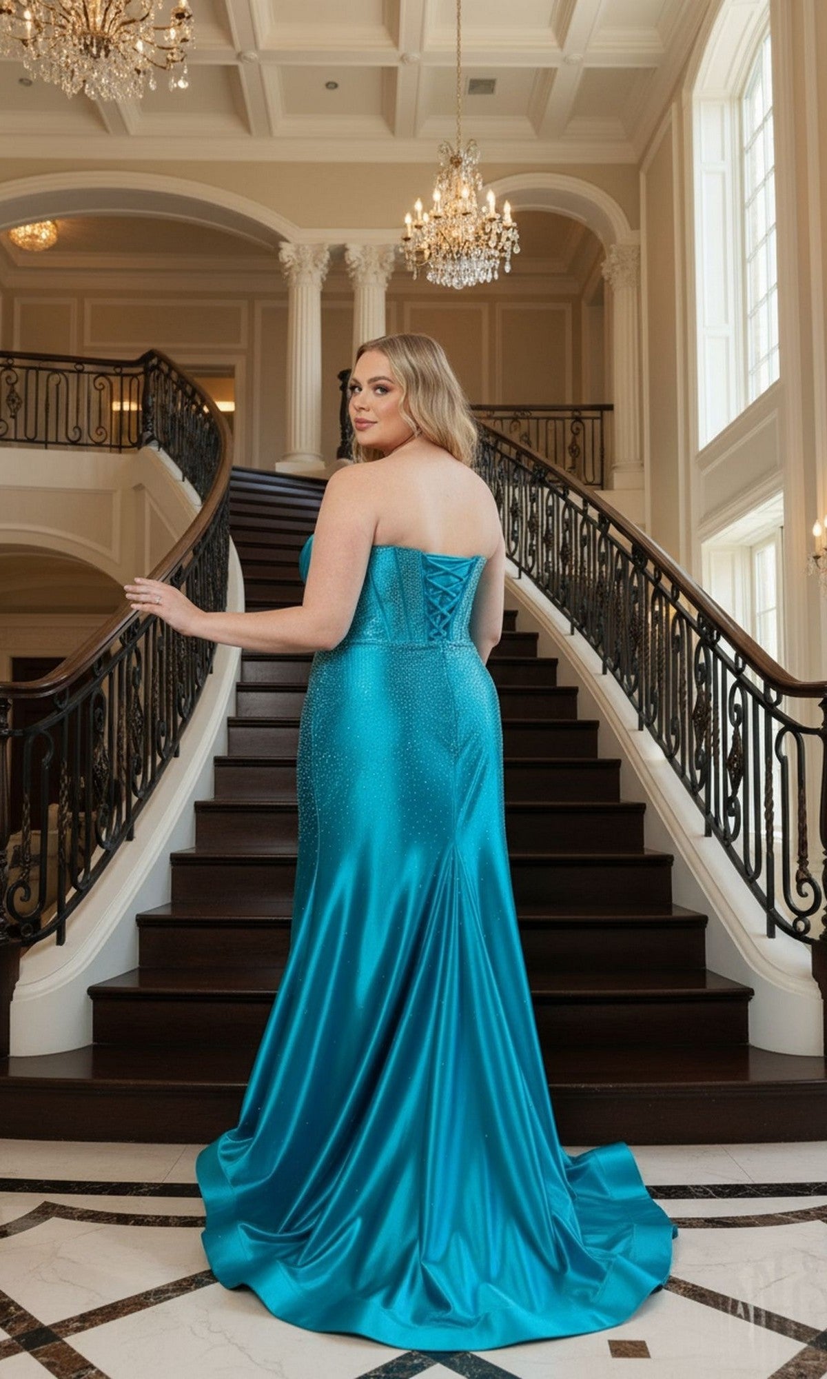 Plus-Size Prom Dress w1232 by Poly USA Emerald / 22W