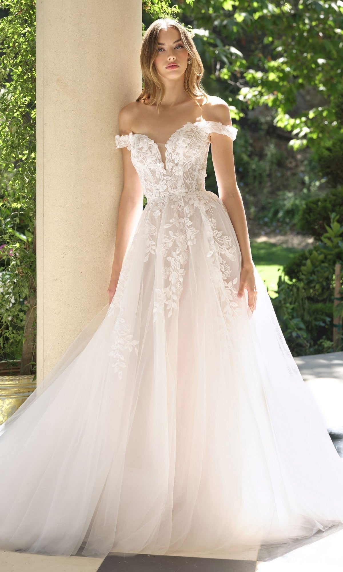 Off White/Nude Andrea and Leo Long Formal Dress WL057 - Image