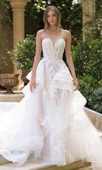 Off White/Nude Andrea and Leo Long Formal Dress WL059 - Image