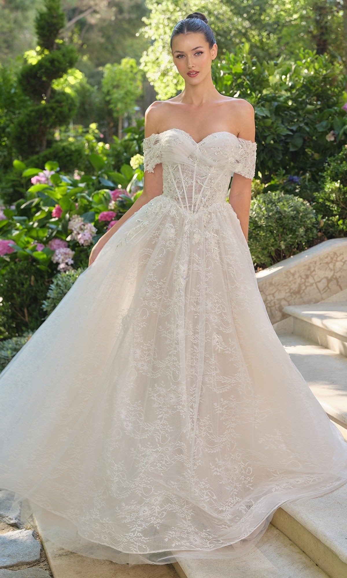 Off White/Nude Andrea and Leo Long Formal Dress WL090 - Image