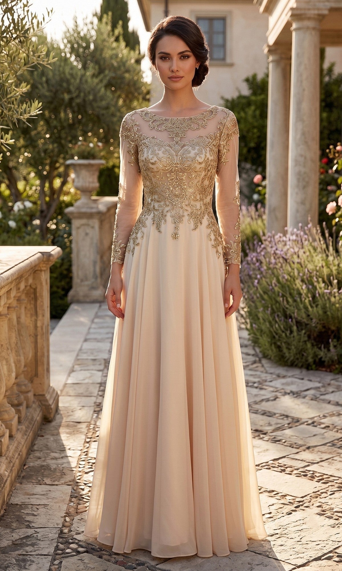 Champagne Chicas Long Mother of the Bride Dress XR6014