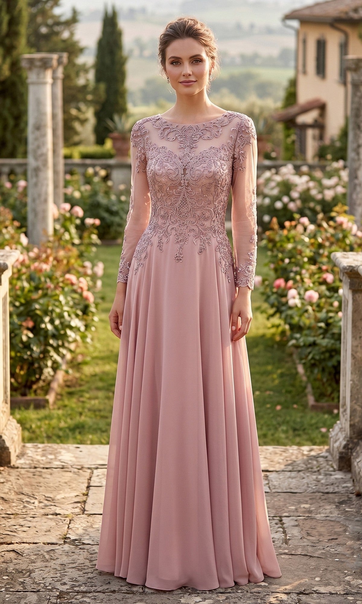 Rose Chicas Long Mother of the Bride Dress XR6014