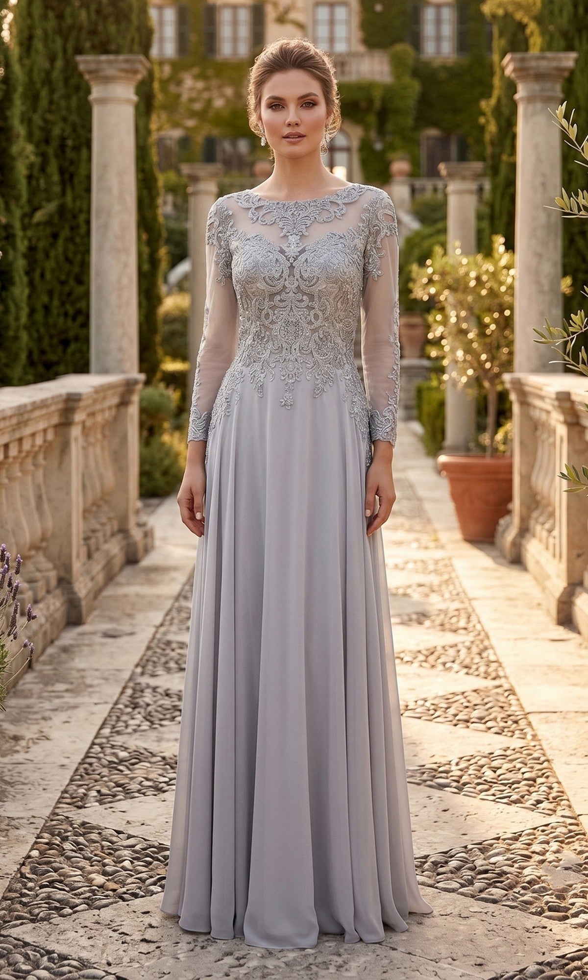 Silver Chicas Long Mother of the Bride Dress XR6014