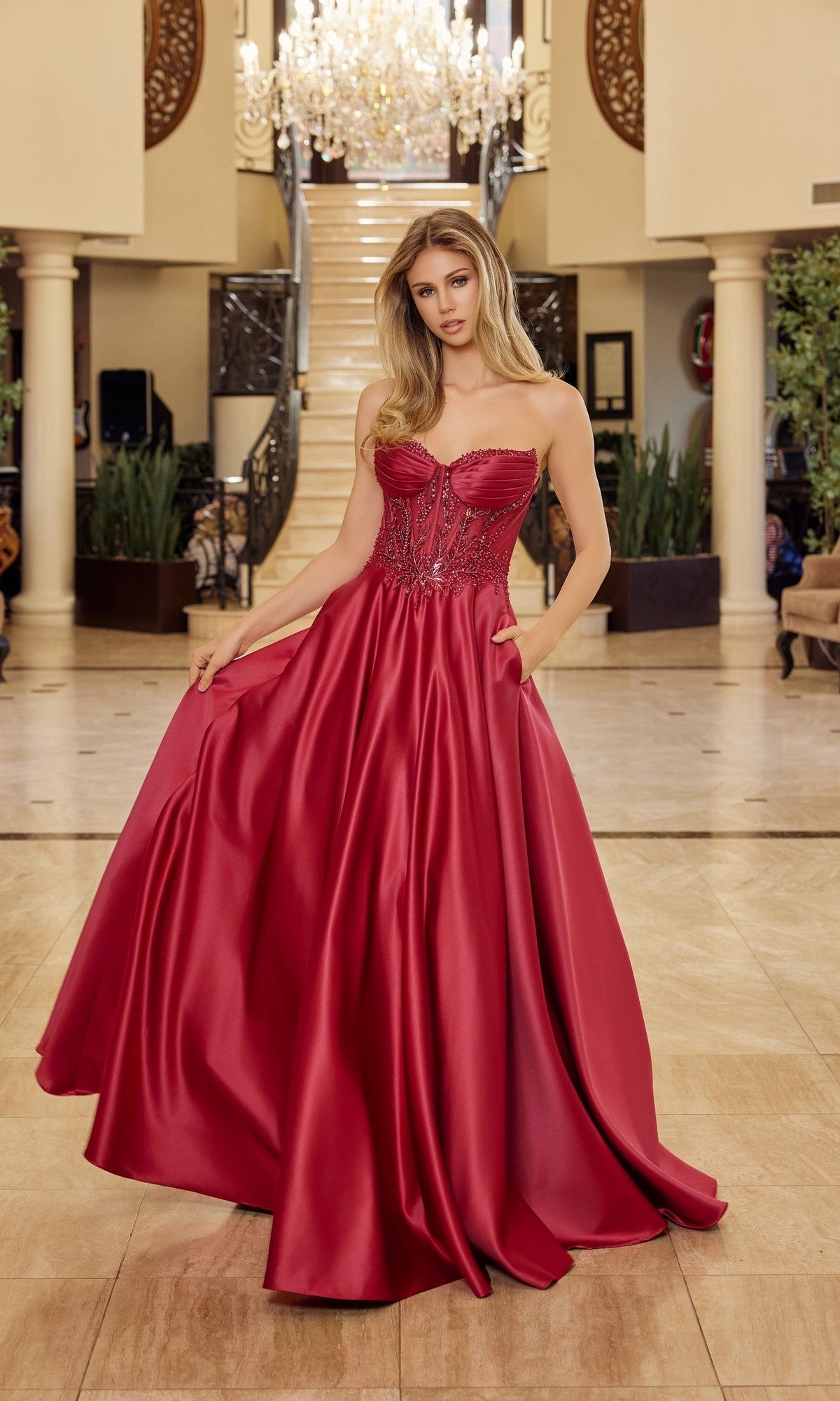 Burgundy Nox Anabel Long Prom Dress y1798 - Image