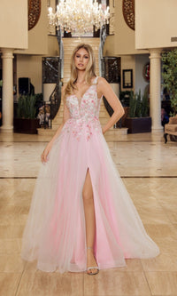 Baby Pink Nox Anabel Long Prom Dress y1799 - Image