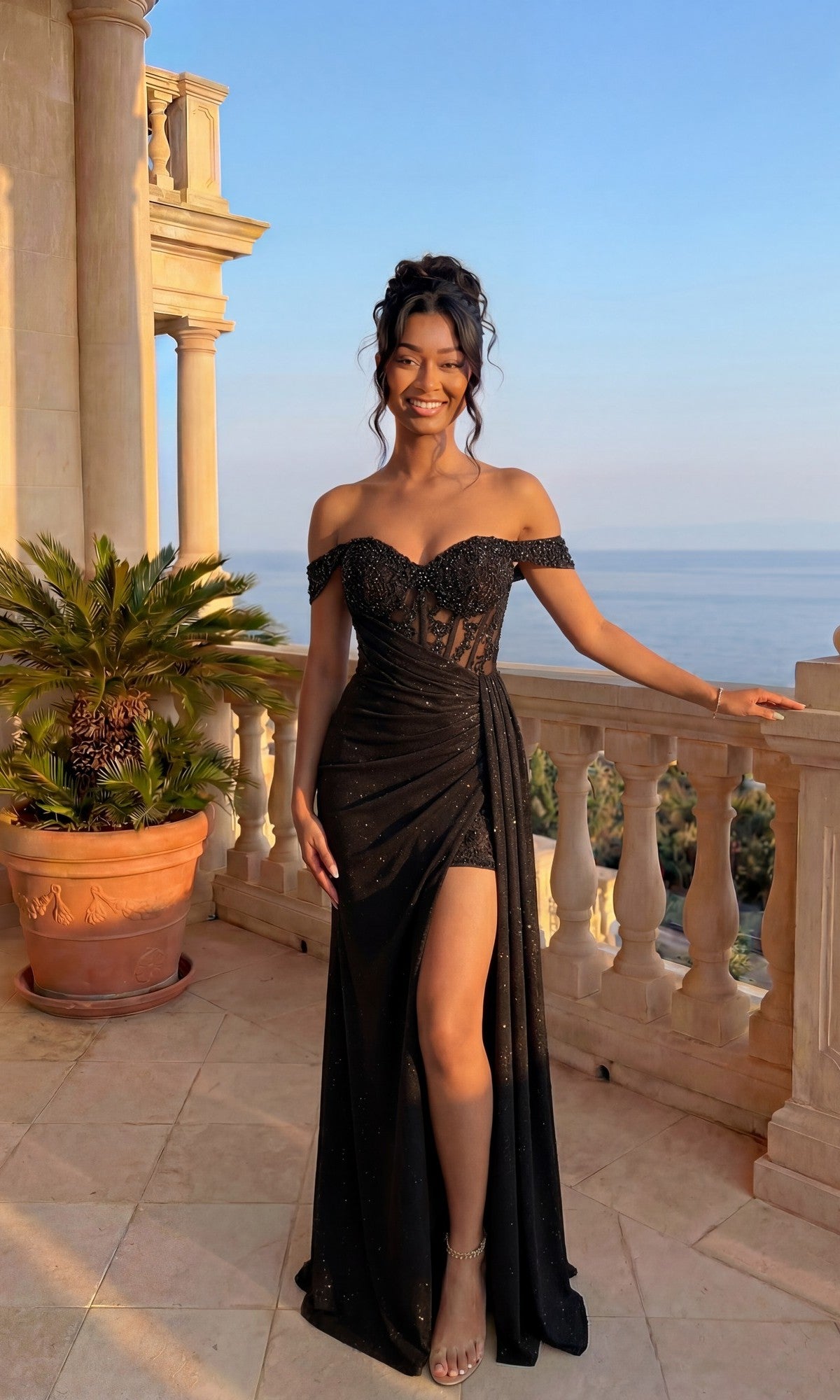 Black Chicas Long Formal Dress YG5037