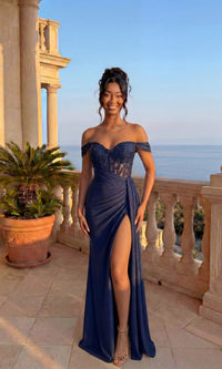 Navy Chicas Long Formal Dress YG5037