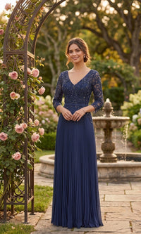 Navy Chicas Long Mother of the Bride Dress YG5038
