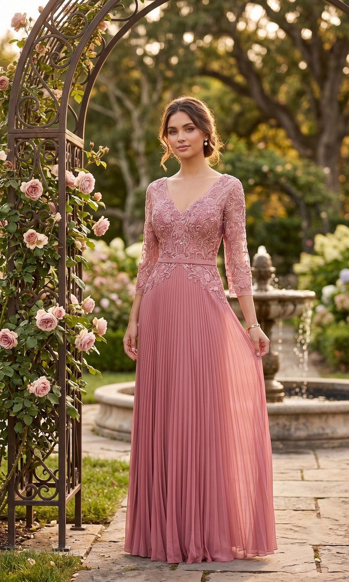 Dark Rose Chicas Long Mother of the Bride Dress YG5038
