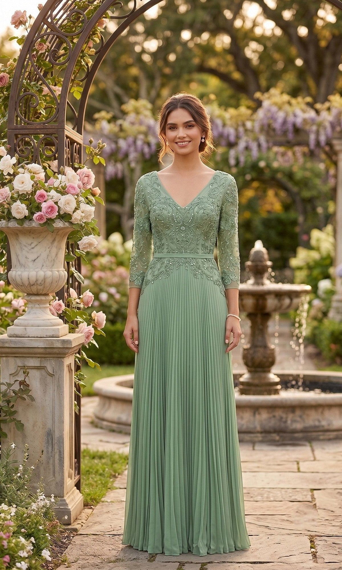 Sage Chicas Long Mother of the Bride Dress YG5038