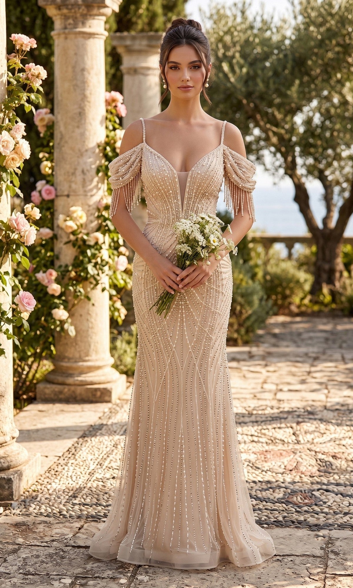 Champagne Chicas Long Formal Dress YG5042