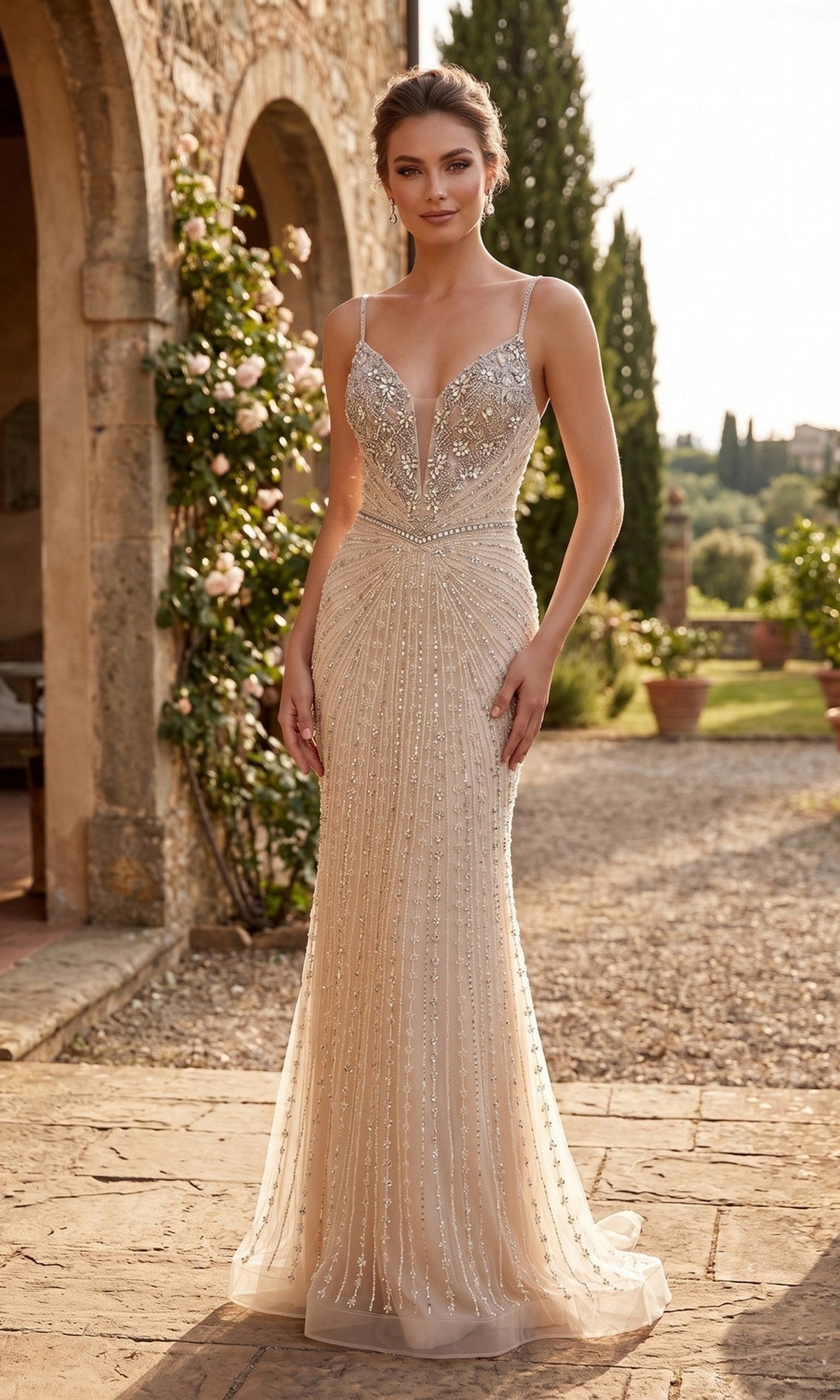 Champagne Chicas Long Formal Dress YG5043