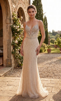 Champagne Chicas Long Formal Dress YG5043