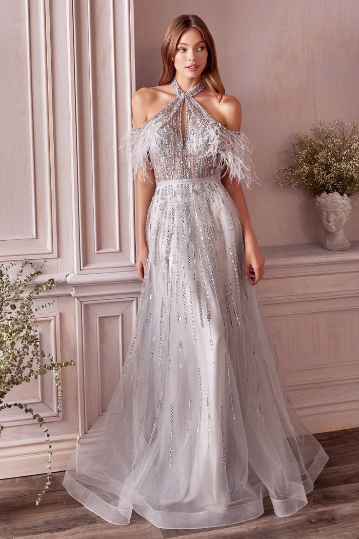 Silver Formal Long Dress A1023 by Andrea and Leo