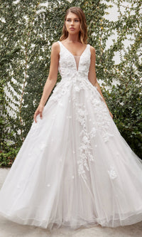 French White Ladivine Long Wedding Dress A1028W