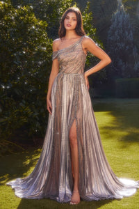 Dark Silver Formal Long Dress A1268 by Andrea and Leo