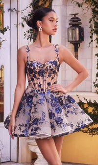 Navy Andrea and Leo Short Party Dress a1347