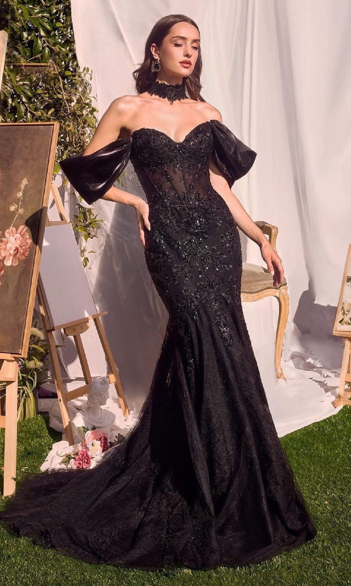 Black Andrea and Leo Long Formal Dress A1354