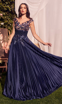 Navy Andrea and Leo Long Formal Dress A1355