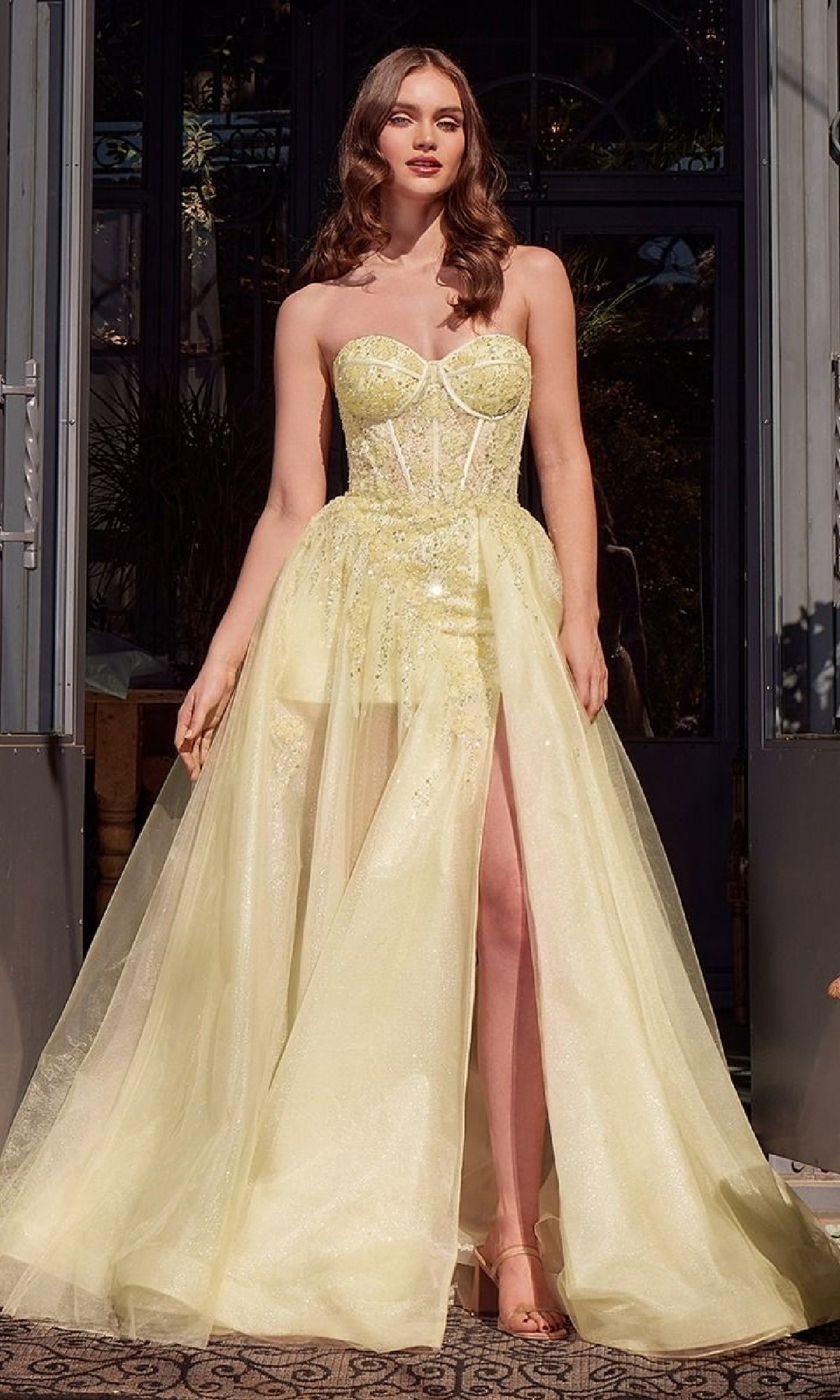 Yellow Andrea and Leo Long Formal Dress a1381