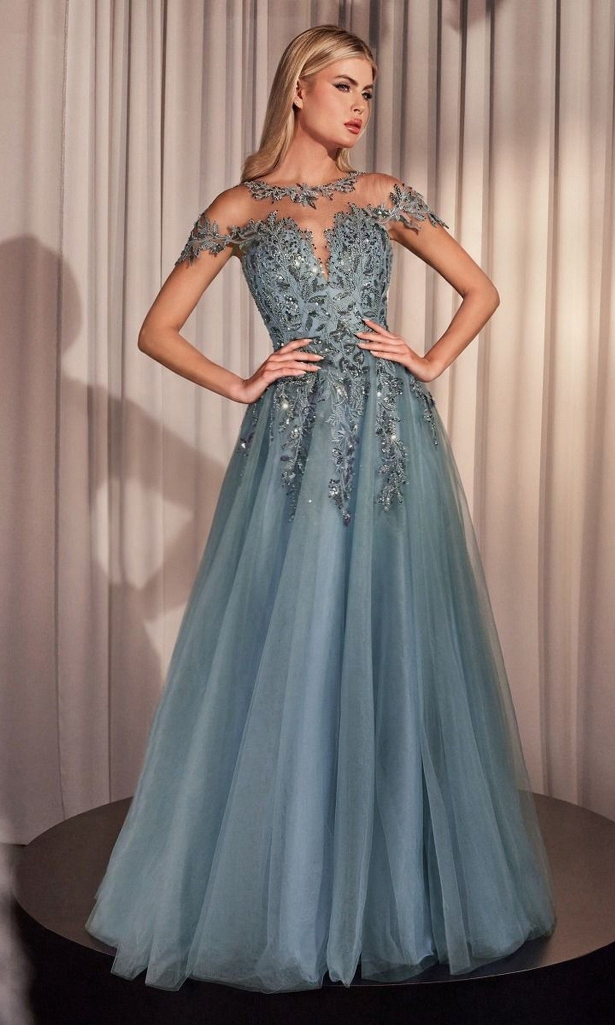 Dusty Blue Andrea and Leo Long Formal Dress A1475