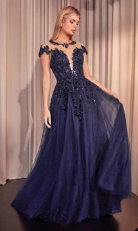 Navy Andrea and Leo Long Formal Dress A1475