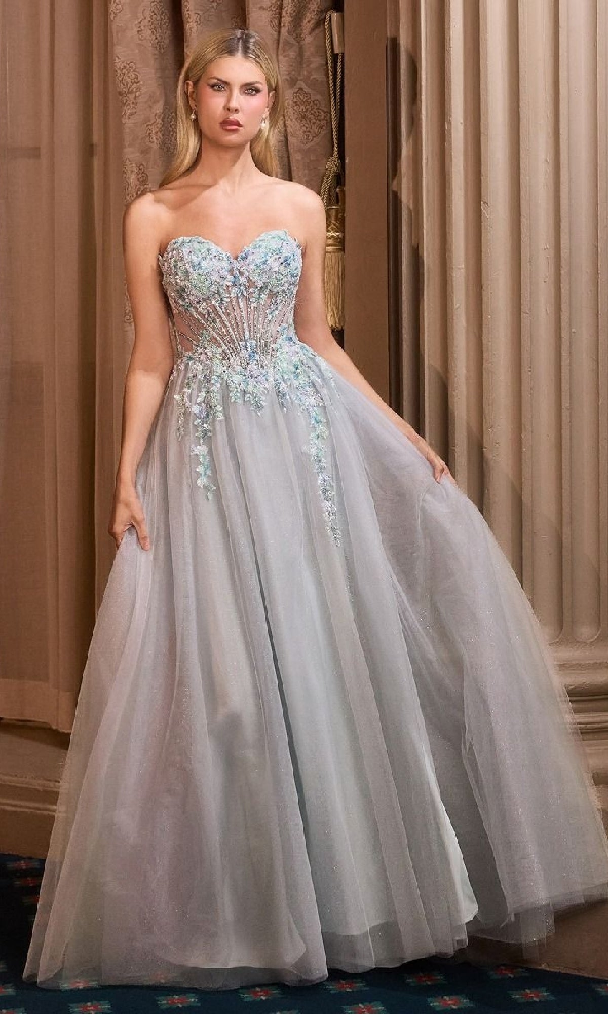 Blue Andrea and Leo Long Formal Dress a1478