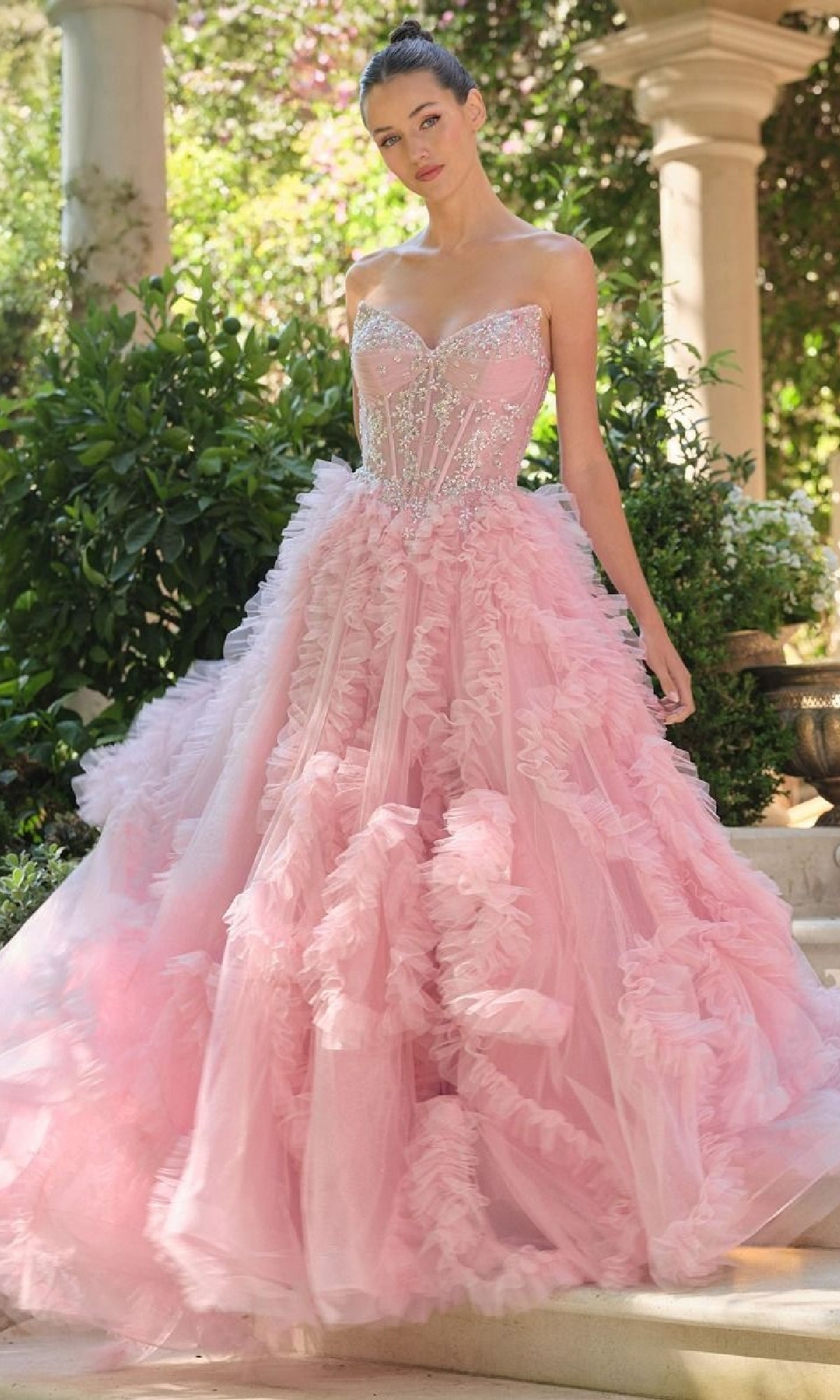 Rose Pink Andrea and Leo Long Formal Dress A1483 - Image