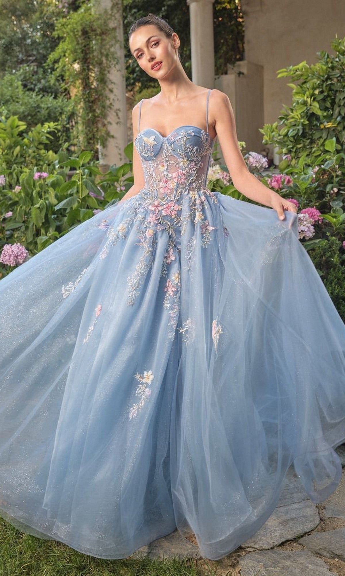 Blue Andrea and Leo Long Formal Dress A1490 - Image