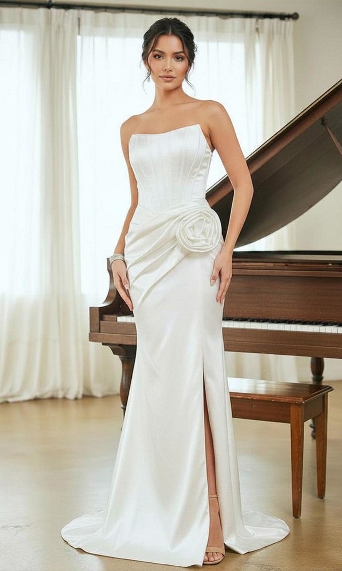 White Amelia Couture Long Prom Dress AL1400