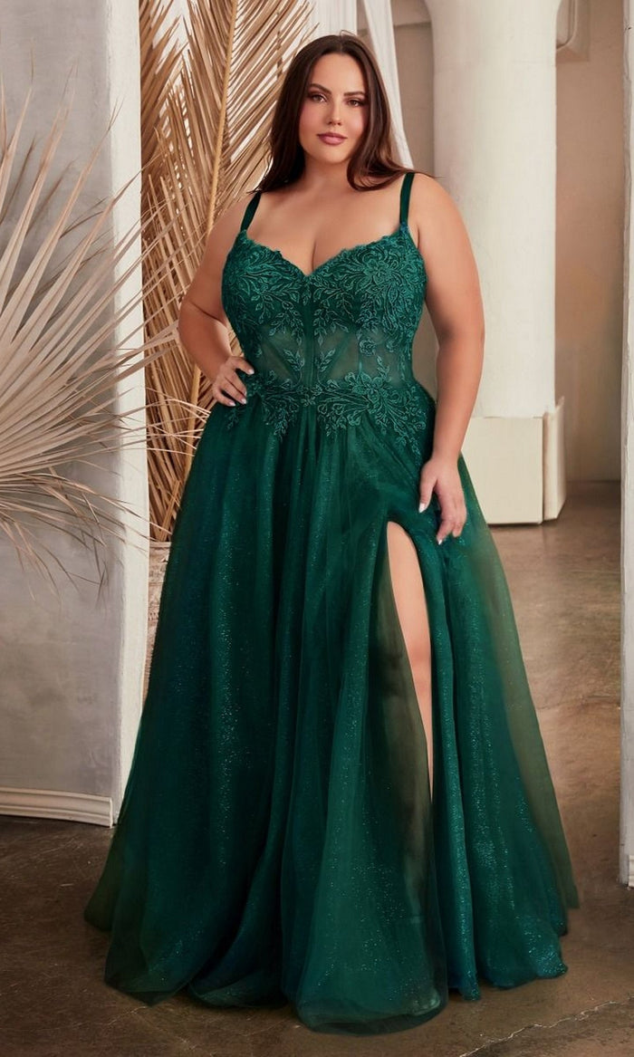 Emerald Long Plus-Size Formal Dress C150C by Ladivine