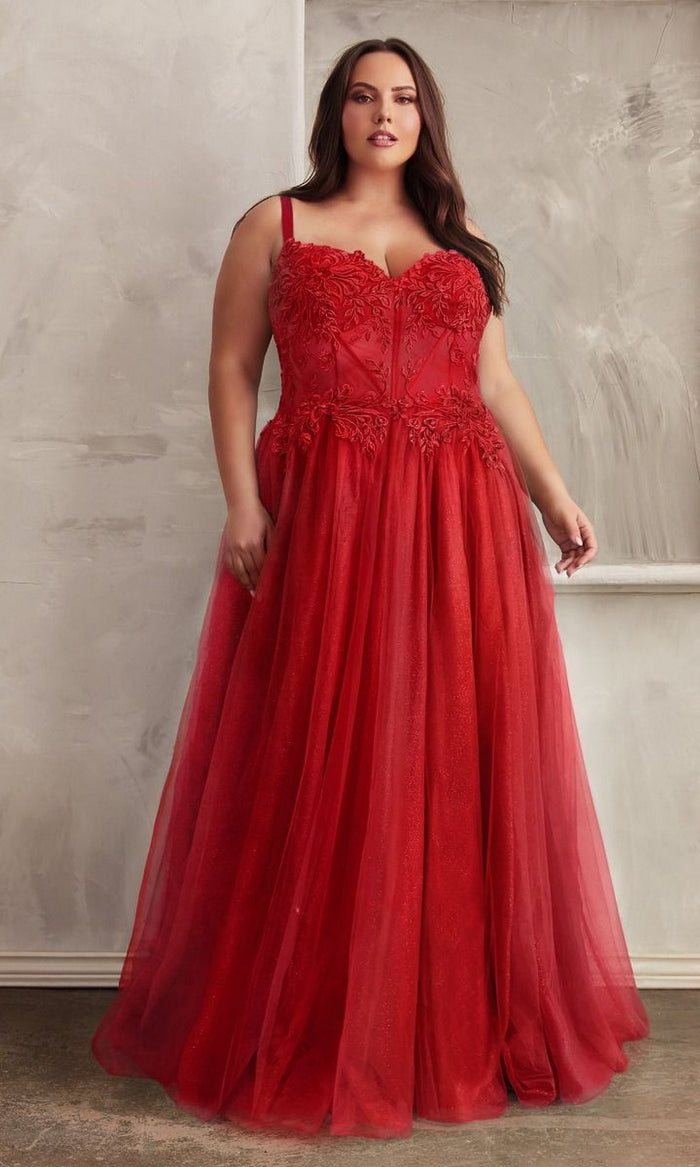 Red Long Plus-Size Formal Dress C150C by Ladivine