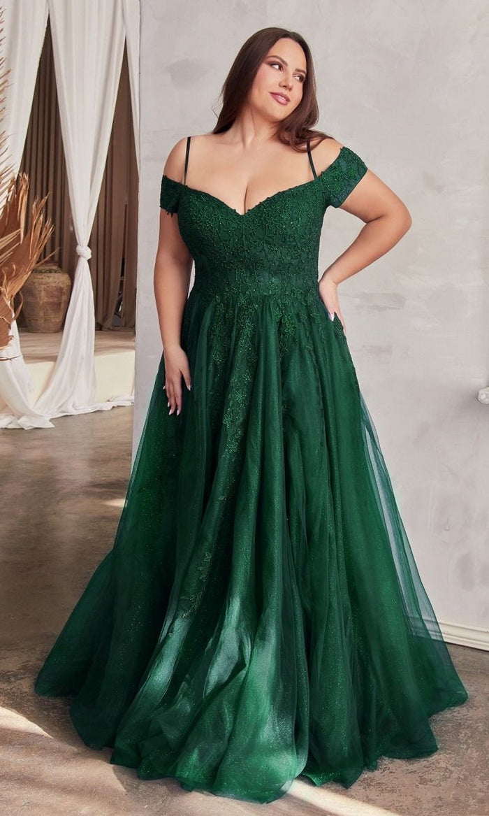 Emerald Long Plus-Size Formal Dress C154C by Ladivine