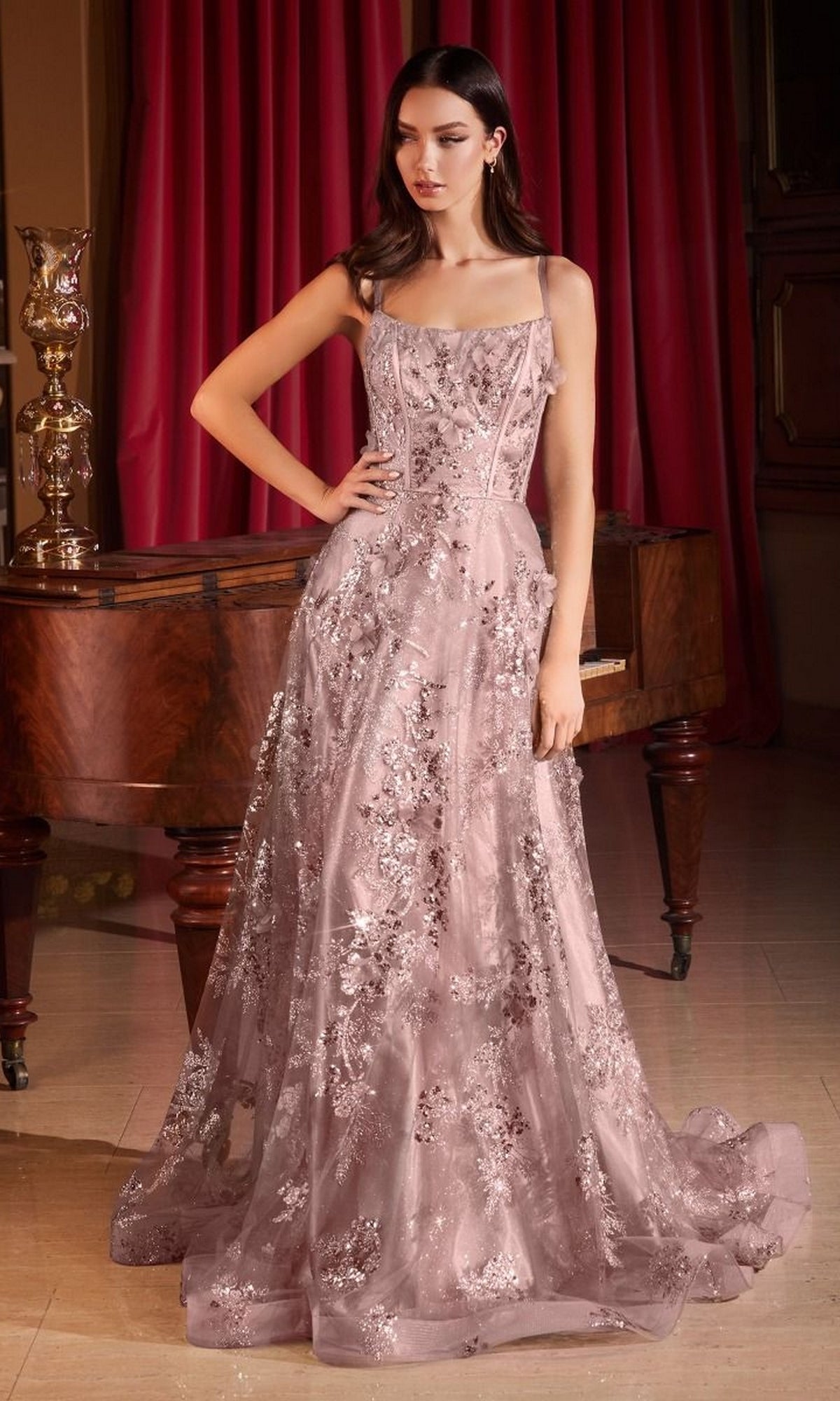 Ladivine Cb144 Long Prom Dress Mauve / 6 Ladivine Cb144 Long Prom Dress Mauve / 6