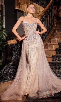 Silver Nude Ladivine Long Prom Dress CB158
