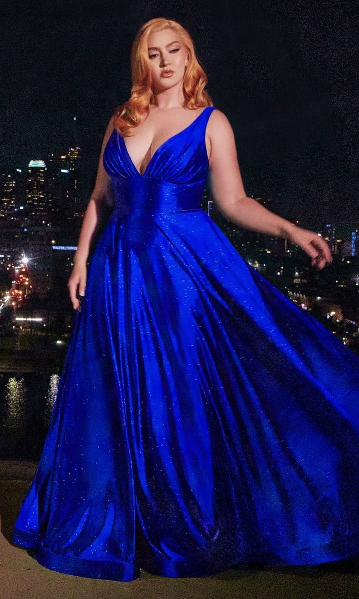 Long Plus-Size Formal Dress Cc2349C by Ladivine Royal / 16 Long Plus-Size Formal Dress Cc2349C by Ladivine Royal / 16