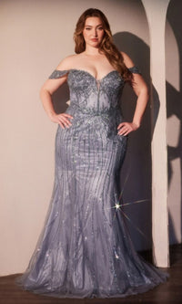 Smoky Blue Ladivine Long Formal Dress cc341c