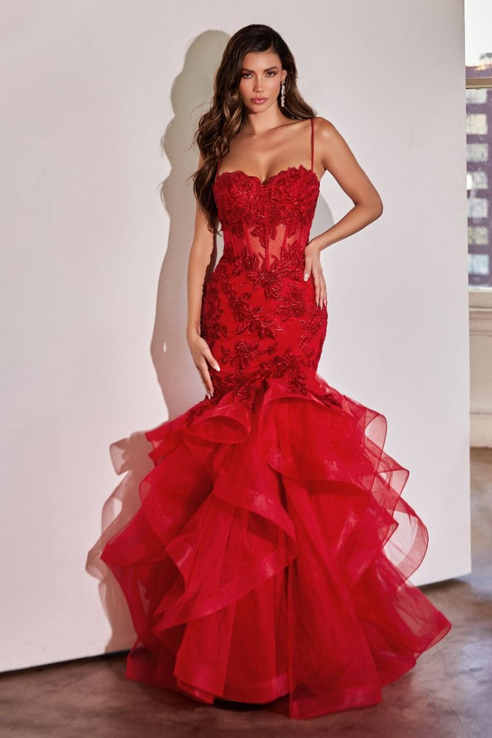 Red Formal Long Dress Cc8915 by Ladivine