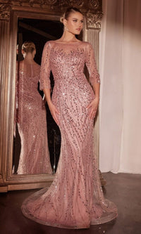 Dusty Rose Ladivine Long Formal Dress cd0105