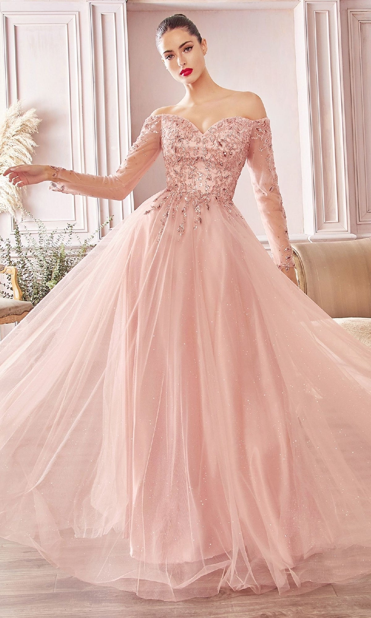 Rose Gold Ladivine Long Formal Dress cd0172