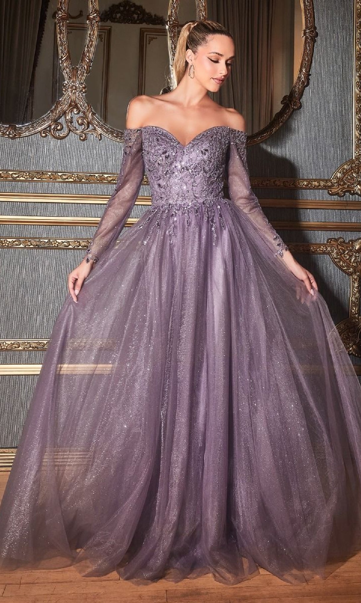 English Violet Ladivine Long Formal Dress cd0172