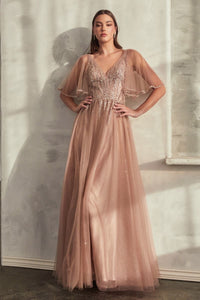 Mocha Gold Formal Long Dress Cd0175 by Ladivine