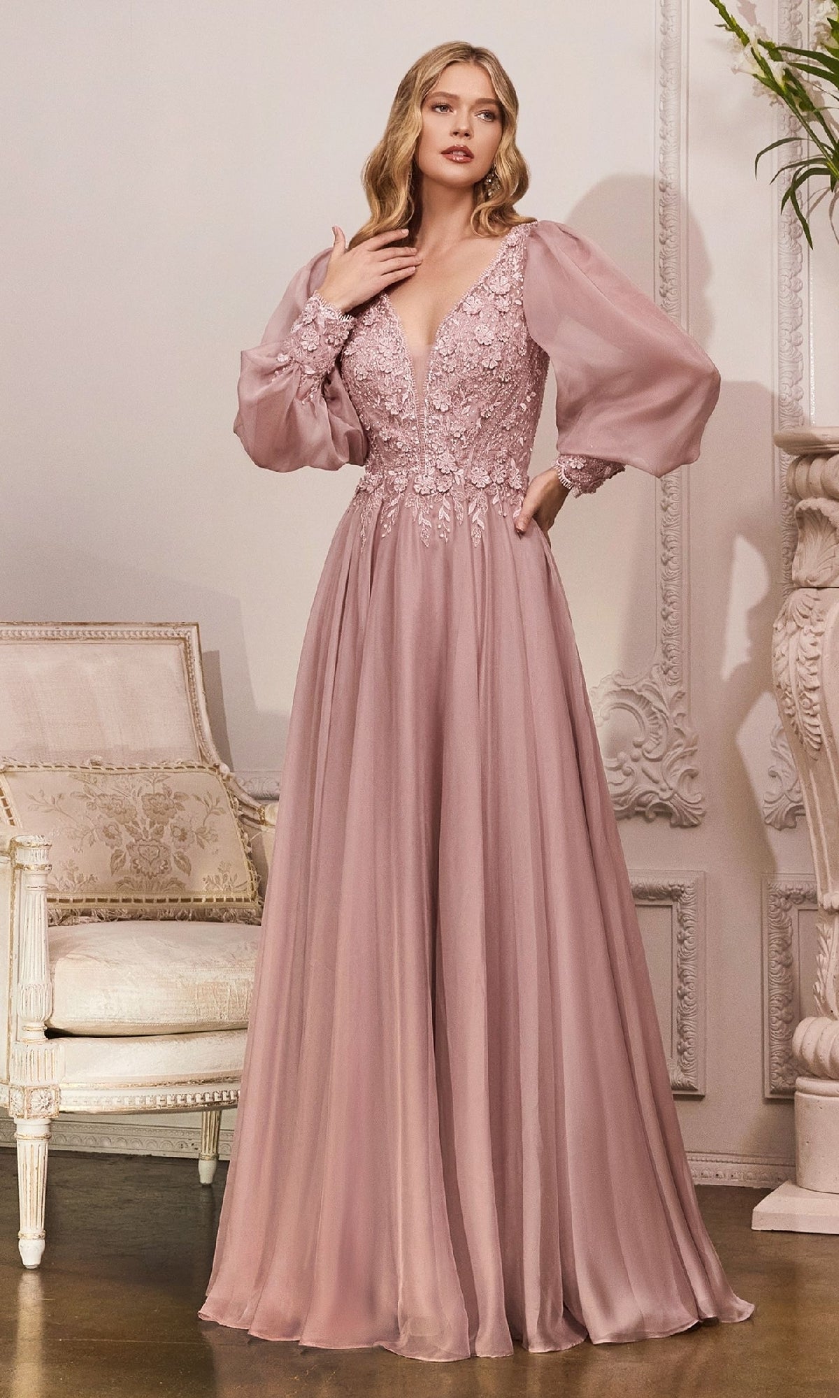 Mauve Ladivine Long Formal Dress cd0183