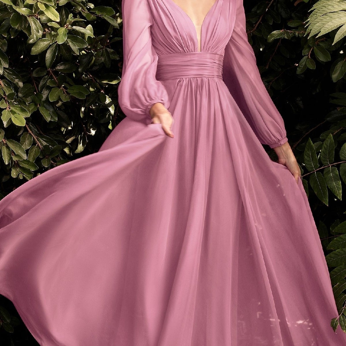 pink formal dress with sleeves Long cd0192 by Ladivine Champagne / 4XLarge A hidden zip at Elegant Sheath Satin Bowknot Waist:31 YGroup_10657